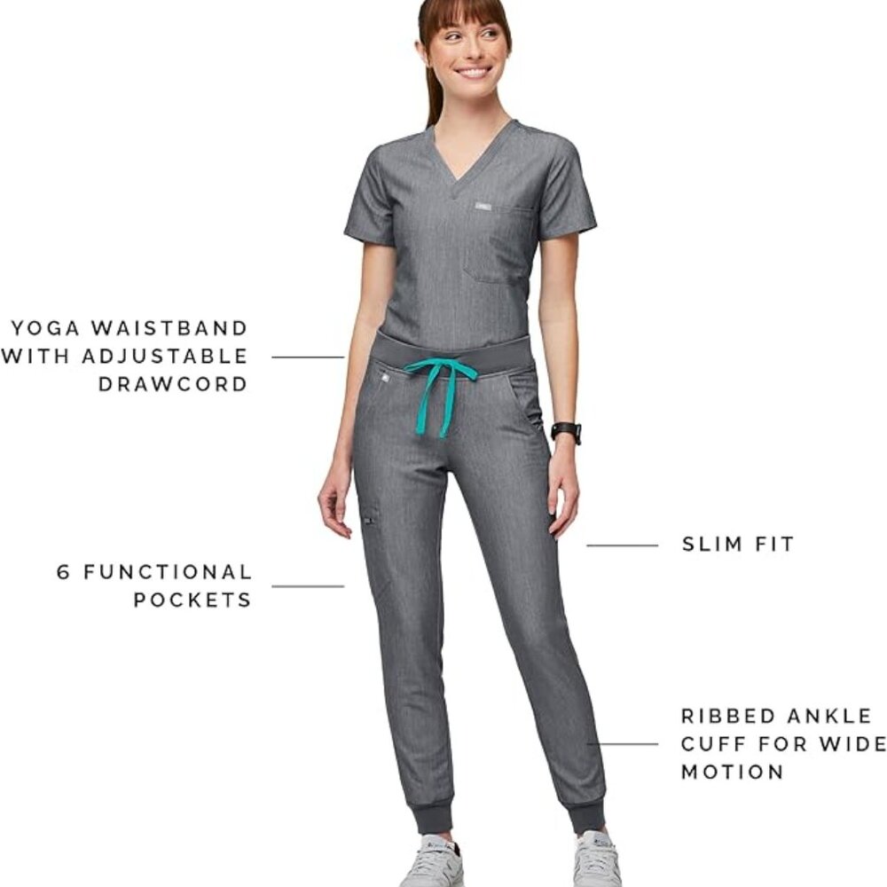 Graphite Grey Figs Zamora Joggers Women's Scrubs Medium TALL